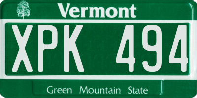 VT license plate XPK494
