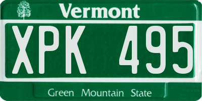 VT license plate XPK495