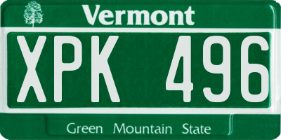 VT license plate XPK496