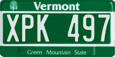 VT license plate XPK497