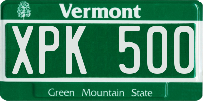 VT license plate XPK500
