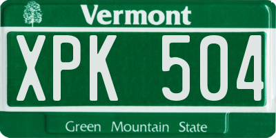 VT license plate XPK504
