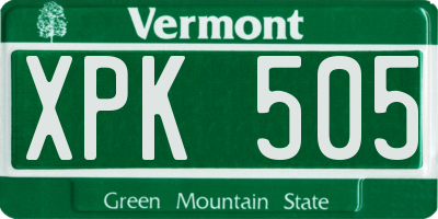 VT license plate XPK505
