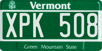 VT license plate XPK508