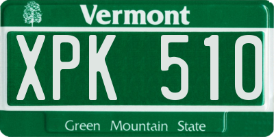 VT license plate XPK510