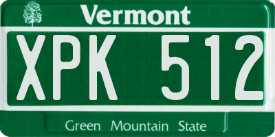VT license plate XPK512