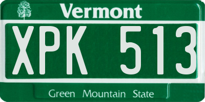 VT license plate XPK513