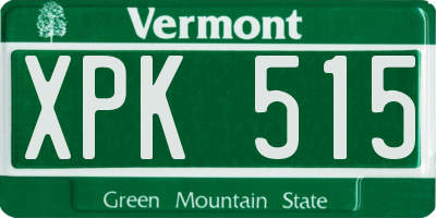 VT license plate XPK515