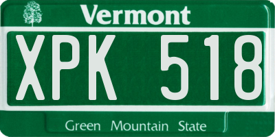 VT license plate XPK518
