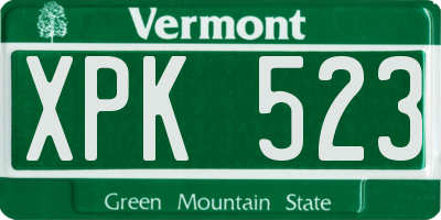 VT license plate XPK523