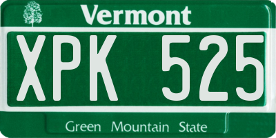 VT license plate XPK525