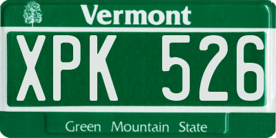 VT license plate XPK526