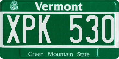 VT license plate XPK530