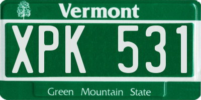 VT license plate XPK531