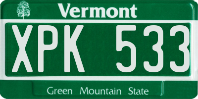 VT license plate XPK533