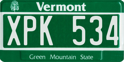 VT license plate XPK534