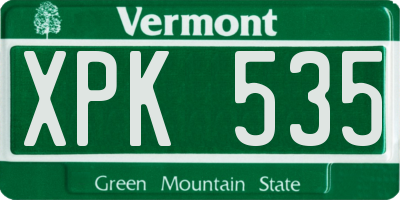 VT license plate XPK535