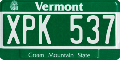 VT license plate XPK537