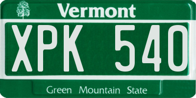 VT license plate XPK540