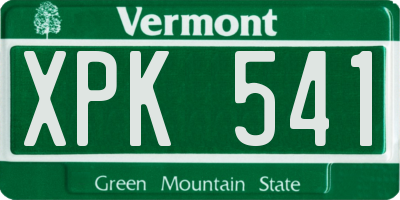 VT license plate XPK541