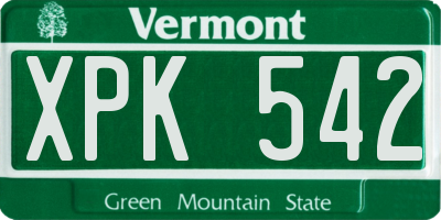 VT license plate XPK542