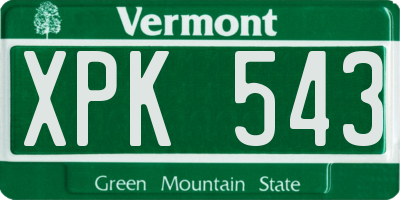 VT license plate XPK543