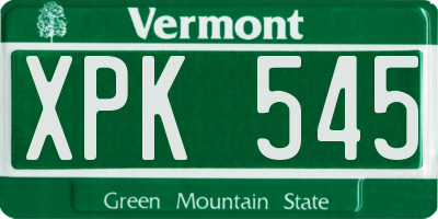 VT license plate XPK545