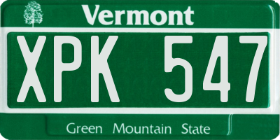 VT license plate XPK547