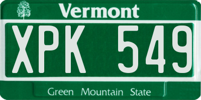VT license plate XPK549