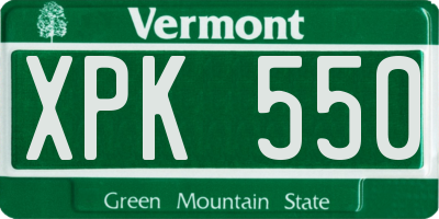 VT license plate XPK550