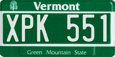 VT license plate XPK551