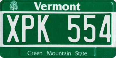 VT license plate XPK554