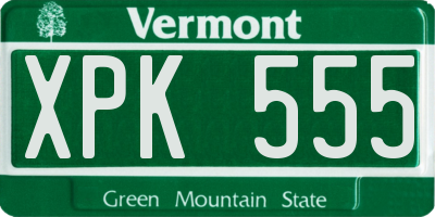 VT license plate XPK555