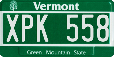 VT license plate XPK558