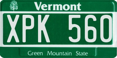VT license plate XPK560
