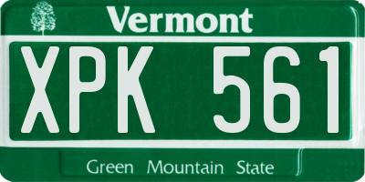 VT license plate XPK561