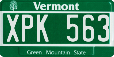 VT license plate XPK563