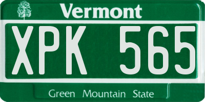 VT license plate XPK565