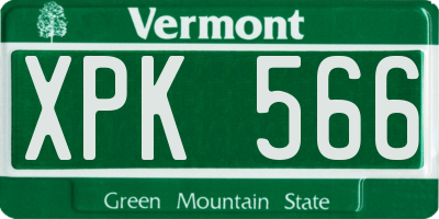 VT license plate XPK566