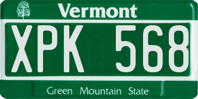 VT license plate XPK568