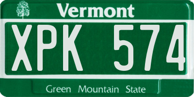 VT license plate XPK574