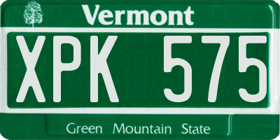 VT license plate XPK575