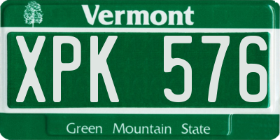 VT license plate XPK576