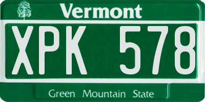 VT license plate XPK578
