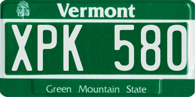VT license plate XPK580