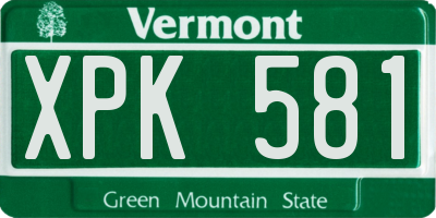 VT license plate XPK581