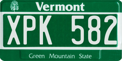 VT license plate XPK582