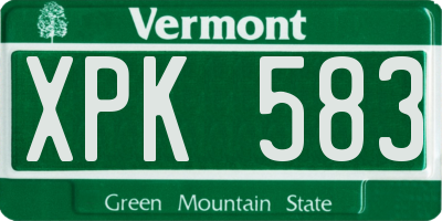 VT license plate XPK583