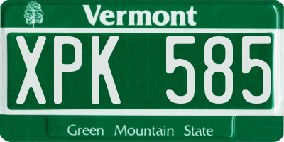 VT license plate XPK585