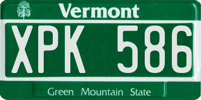 VT license plate XPK586